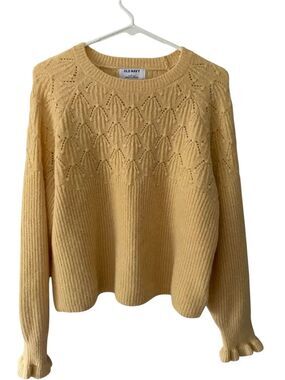 Old Navy Open‑Knit Textured Sweater – Light Yellow, Women’s Large, NWOT